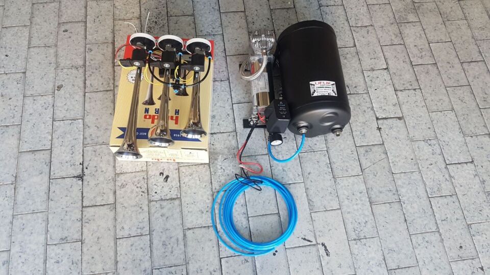 Arap Korna Otomatik Sistem Havalı Korna Seti Hido Krom - 12v (Taksi--Traktör--Minibüs--Tek akü