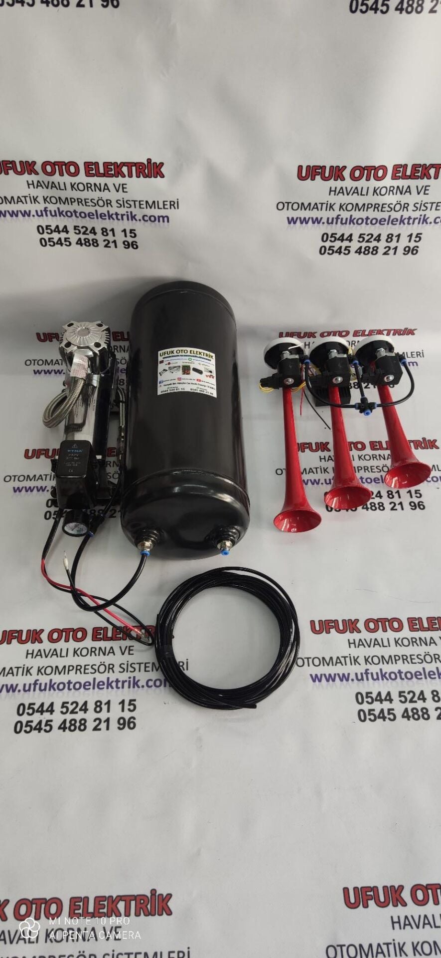 Arap Korna Otomatik Sistem Havalı Korna Seti Hido 15lt büyük kafa - 24v (Tır--Kamyon--Otobüs--2 Akülü)