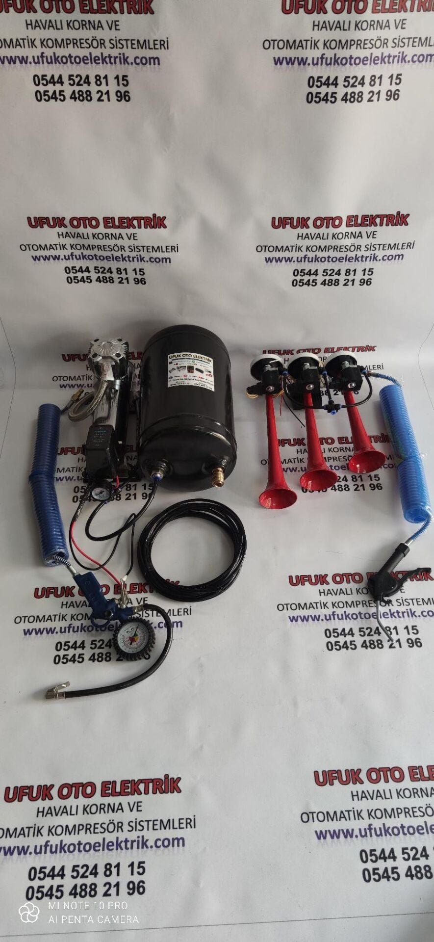 Hido Arap Korna Otomatik Sistem Havalı Korna Full Set 10lt BÜYÜK KAFA