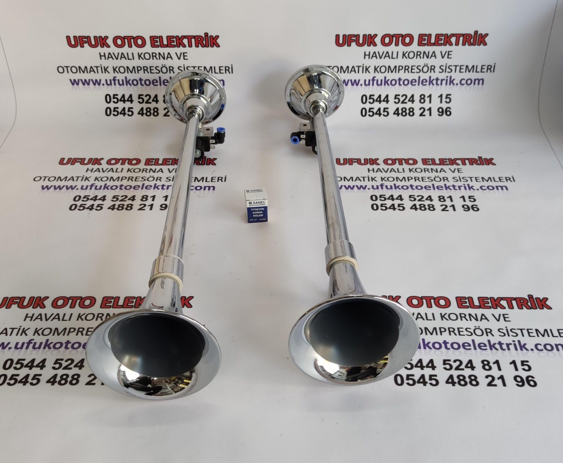 SEGER 82MH Çiftli Marin Tepe Korna Seti Titreyen Röleli - 12v (Taksi--Traktör--Minibüs--Tek akü