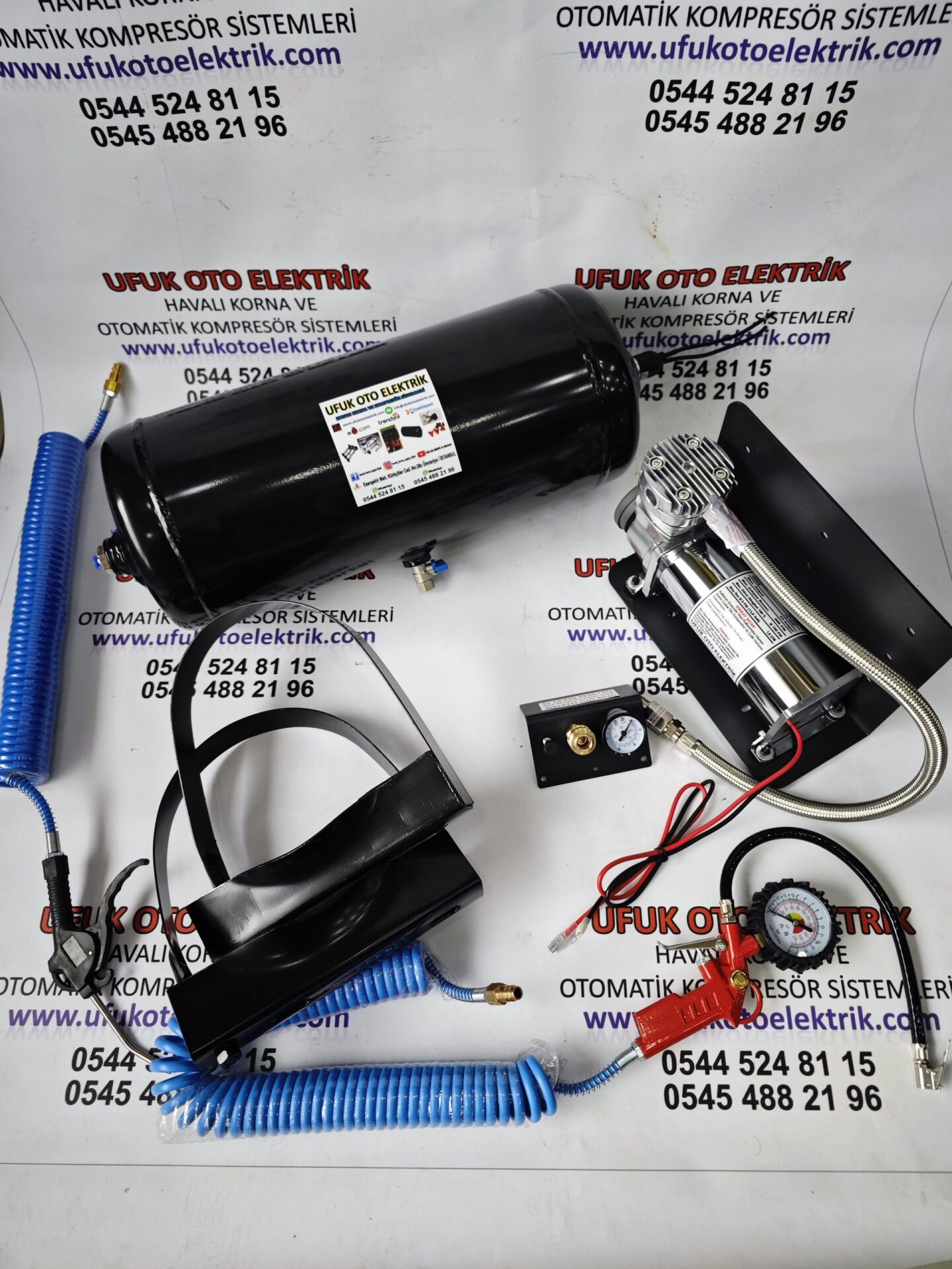 Havalı Korna ve Hava İşleri İçin Uygun Otomatik Kompresör 15 lt ful