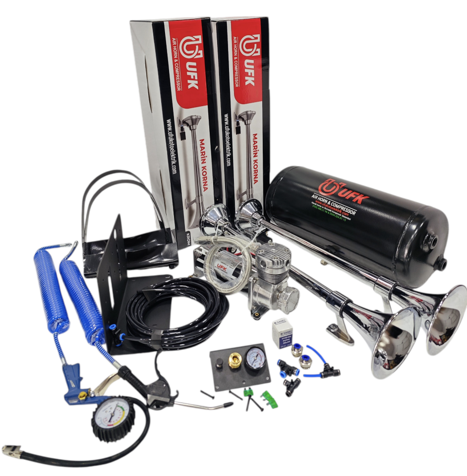 OTOMATİK KOMPRESÖRLÜ CİFTLİ TEPE MARİN KORNA SETİ 15 LT FUL