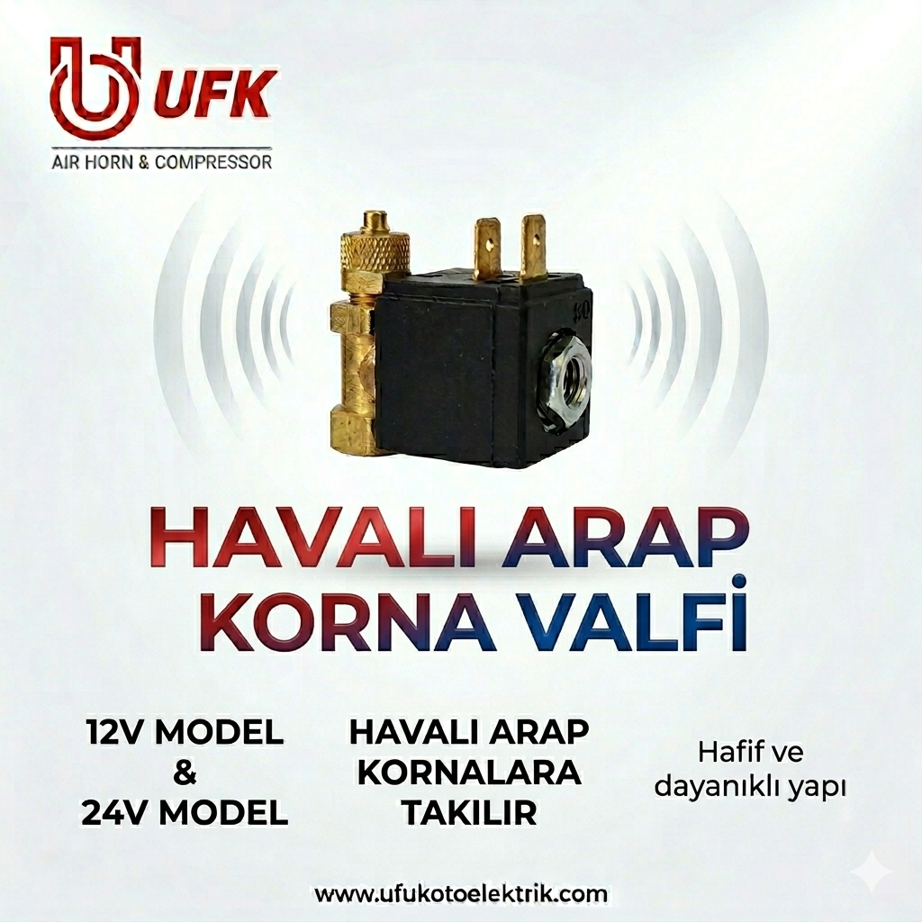 Havalı korna valfi - 12v (Taksi--Traktör--Minibüs--Tek akü