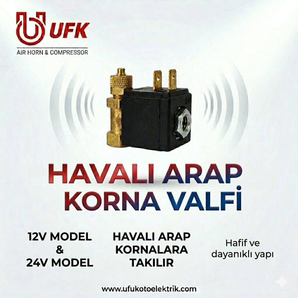 Havalı korna valfi - 12v (Taksi--Traktör--Minibüs--Tek akü