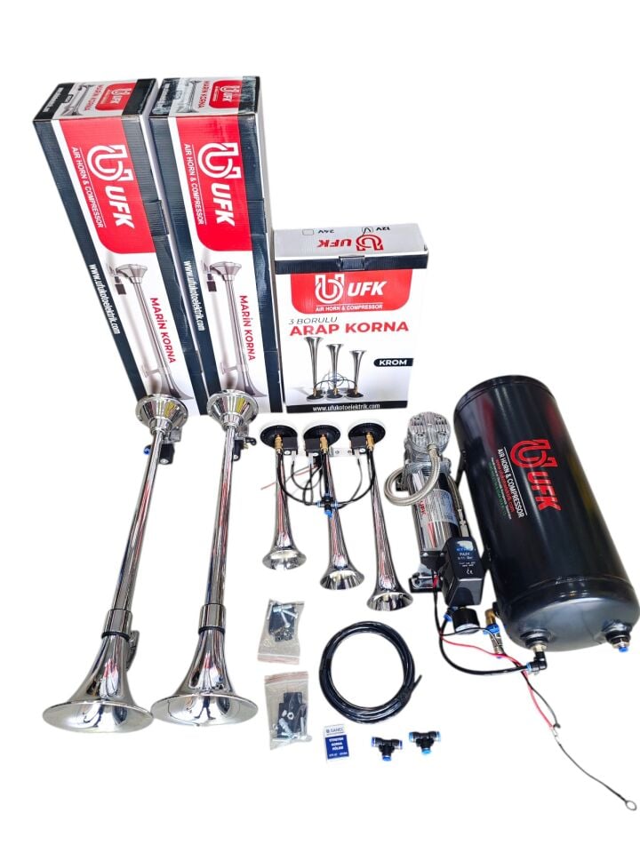OTOMATİK KOMPRESÖRLÜ CİFTLİ TEPE MARİN KORNA VE ARAP KORNA SETİ 15 LT
